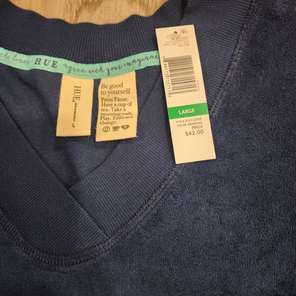 HUE Women's Relaxed Fit Terry V-Neck Sleep Tee - Picture 8 of 10